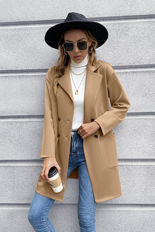 Shop Camel Lapel Collar Long Sleeve Blazer - High-Quality U.S. Made Women’s Fashion with Free & Fast Shipping