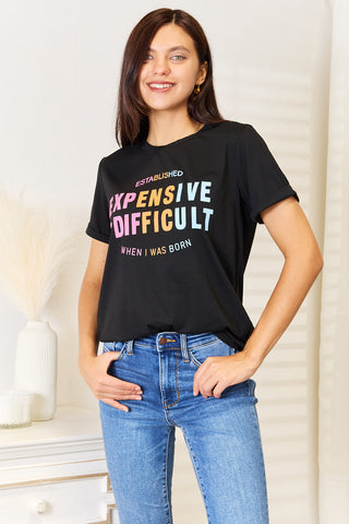 Shop Simply Love Slogan Graphic Cuffed Sleeve T-Shirt - High-Quality U.S. Made Women’s Fashion with Free & Fast Shipping