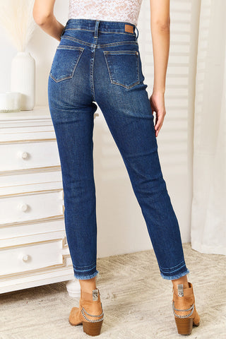 Shop Judy Blue Full Size High Waist Released Hem Slit Jeans - High-Quality U.S. Made Women’s Fashion with Free & Fast Shipping