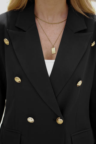 Shop Double-Breasted Lapel Collar Long Sleeve Blazer - High-Quality U.S. Made Women’s Fashion with Free & Fast Shipping