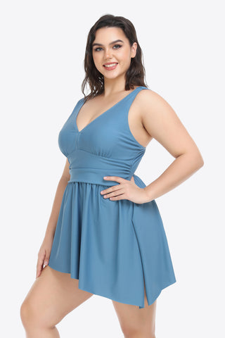 Shop Plus Size Plunge Sleeveless Two-Piece Swimsuit - High-Quality U.S. Made Women’s Fashion with Free Fast Shipping