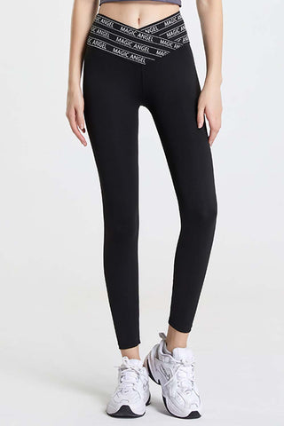 Shop Black Wide Waistband Sports Pants - High-Quality U.S. Made Women’s Fashion with Free & Fast Shipping