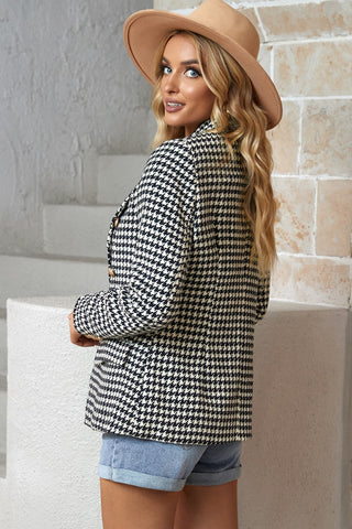 Shop Houndstooth Double-Breasted Blazer - High-Quality U.S. Made Women’s Fashion with Free & Fast Shipping