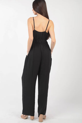 Shop VERY J Pintuck Detail Woven Sleeveless Jumpsuit - High-Quality U.S. Made Women’s Fashion with Free & Fast Shipping