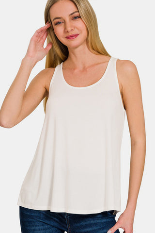 Shop Zenana Round Neck Flowy Hem Tank - High-Quality U.S. Made Women’s Fashion with Free & Fast Shipping