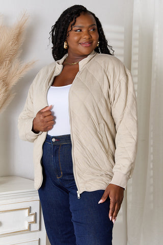 Shop Heimish Full Size Zip-Up Jacket with Pockets - High-Quality U.S. Made Women’s Fashion with Free & Fast Shipping