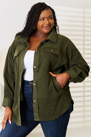 Shop Heimish Cozy Girl Full Size Button Down Shacket - High-Quality U.S. Made Women’s Fashion with Free & Fast Shipping