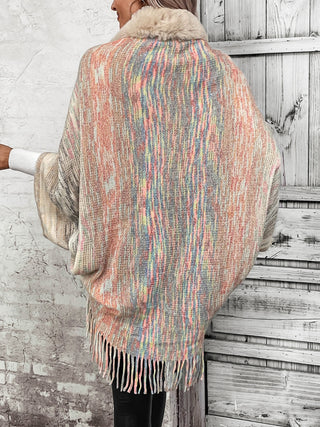 Shop Open Front Fringe Hem Poncho - High-Quality U.S. Made Women’s Fashion with Free & Fast Shipping