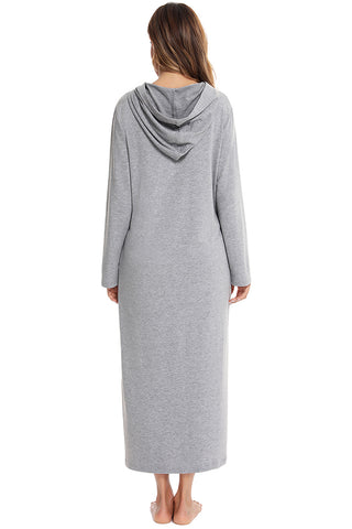 Shop Zip Front Hooded Night Dress with Pockets - High-Quality U.S. Made Women’s Fashion with Free Fast Shipping