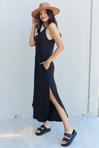 Shop Ninexis Good Energy Full Size Cami Side Slit Maxi Dress in Black - High-Quality U.S. Made Women’s Fashion with Free & Fast Shipping