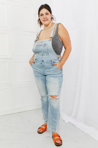 Shop Judy Blue Melina Full Size Distressed Straight Leg Overalls - High-Quality U.S. Made Women’s Fashion with Free & Fast Shipping