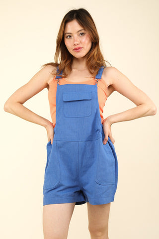 Shop Royal Blue VERY J Adjustable Suspender Overalls with Pockets - High-Quality U.S. Made Women’s Fashion with Free & Fast Shipping