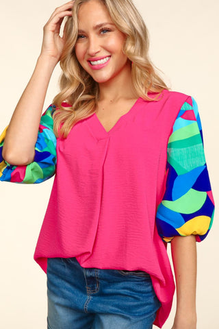 Shop Haptics V-Neck Half Sleeve Blouse - High-Quality U.S. Made Women’s Fashion with Free & Fast Shipping