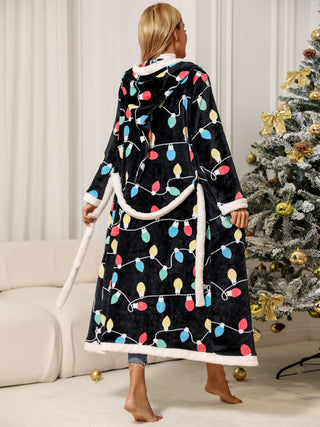 Shop Tie Waist Hooded Robe - High-Quality U.S. Made Women’s Fashion with Free Fast Shipping