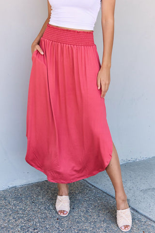 Shop Doublju Comfort Princess Full Size High Waist Scoop Hem Maxi Skirt - High-Quality U.S. Made Women’s Fashion with Free & Fast Shipping