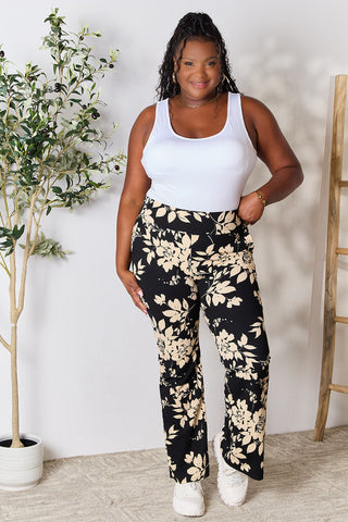 Shop Heimish Full Size High Waist Floral Flare Pants - High-Quality U.S. Made Women’s Fashion with Free & Fast Shipping