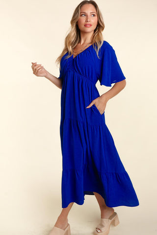 Shop Haptics Tiered Babydoll Maxi Dress with Side Pocket - High-Quality U.S. Made Women’s Fashion with Free & Fast Shipping