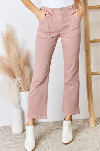 Shop Mauve RISEN Full Size High Rise Ankle Flare Jeans - High-Quality U.S. Made Women’s Fashion with Free & Fast Shipping