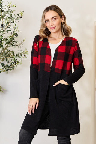 Shop Heimish Full Size Plaid Open Front Cardigan - High-Quality U.S. Made Women’s Fashion with Free & Fast Shipping