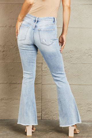 Shop BAYEAS Mid Rise Distressed Flare Jeans - High-Quality U.S. Made Women’s Fashion with Free & Fast Shipping