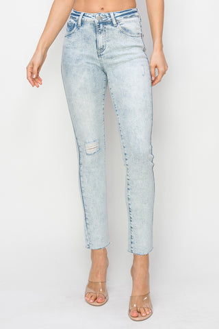 Shop Risen Full Size High Rise Distressed Skinny Jeans - High-Quality U.S. Made Women’s Fashion with Free & Fast Shipping