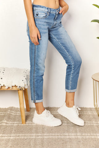 Shop Kancan Full Size Mid Rise Slim Boyfriend Jeans - High-Quality U.S. Made Women’s Fashion with Free & Fast Shipping