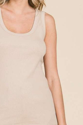 Shop Culture Code Full Size Ribbed Scoop Neck Tank - High-Quality U.S. Made Women’s Fashion with Free & Fast Shipping