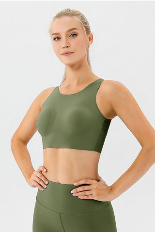 Shop Green Round Neck Wide Strap Active Bra - High-Quality U.S. Made Women’s Fashion with Free & Fast Shipping