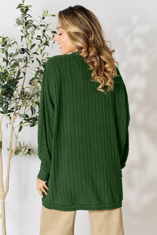 Shop Basic Bae Full Size Ribbed Cocoon Cardigan - High-Quality U.S. Made Women’s Fashion with Free & Fast Shipping