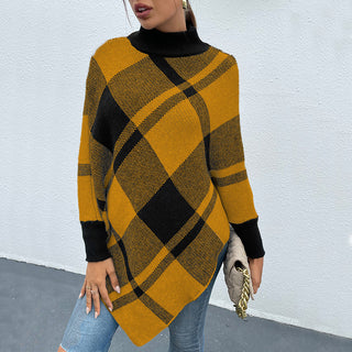 Shop Plaid Turtleneck Poncho - High-Quality U.S. Made Women’s Fashion with Free Fast Shipping