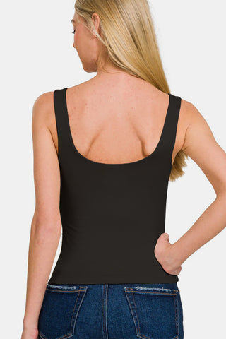 Shop Zenana Double Layer Round Neck Tank - High-Quality U.S. Made Women’s Fashion with Free & Fast Shipping