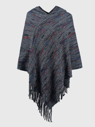 Shop Fringe Hem Hooded Poncho - High-Quality U.S. Made Women’s Fashion with Free Fast Shipping