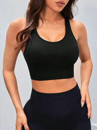 Shop Black Cutout Racerback Scoop Neck Active Tank - High-Quality U.S. Made Women’s Fashion with Free & Fast Shipping