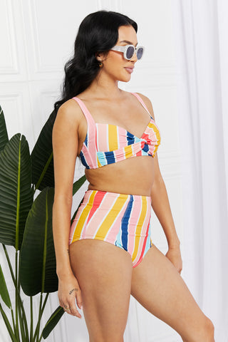 Shop Marina West Swim Take A Dip Twist High-Rise Bikini in Stripe - High-Quality U.S. Made Women’s Fashion with Free & Fast Shipping