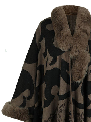 Shop Faux Fur Trim Poncho - High-Quality U.S. Made Women’s Fashion with Free Fast Shipping