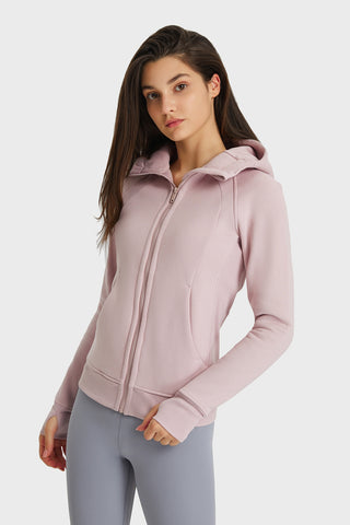 Shop Millennia Zip Up Seam Detail Hooded Sports Jacket - High-Quality U.S. Made Women’s Fashion with Free & Fast Shipping