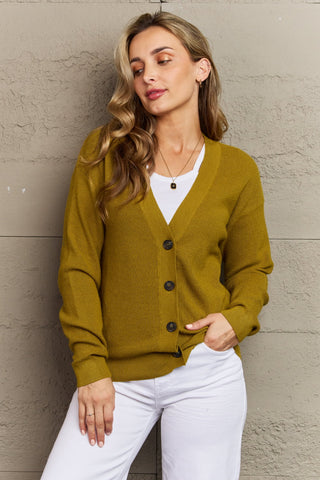 Shop Zenana Kiss Me Tonight Full Size Button Down Cardigan in Chartreuse - High-Quality U.S. Made Women’s Fashion with Free & Fast Shipping