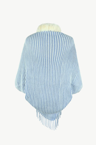 Shop Striped Open Front Fringe Poncho - High-Quality U.S. Made Women’s Fashion with Free Fast Shipping