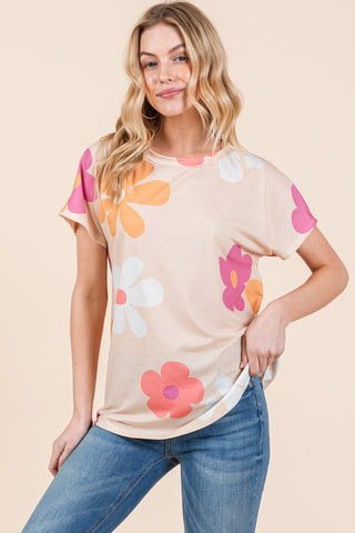 Shop BOMBOM Floral Short Sleeve T-Shirt - High-Quality U.S. Made Women’s Fashion with Free & Fast Shipping