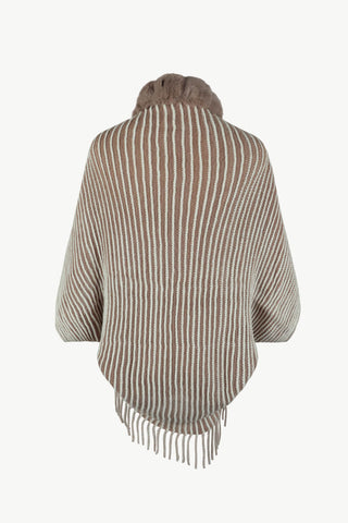 Shop Striped Open Front Fringe Poncho - High-Quality U.S. Made Women’s Fashion with Free Fast Shipping