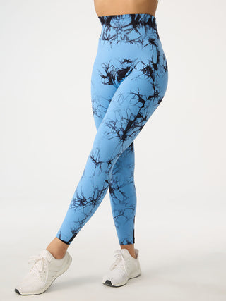 Shop Blue Printed High Waist Active Pants - High-Quality U.S. Made Women’s Fashion with Free & Fast Shipping