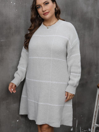 Shop Plus Size Round Neck Long Sleeve Sweater Dress - High-Quality U.S. Made Women’s Fashion with Free & Fast Shipping