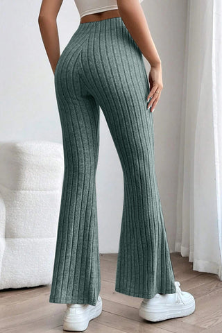 Shop Basic Bae Full Size Ribbed High Waist Flare Pants - High-Quality U.S. Made Women’s Fashion with Free & Fast Shipping