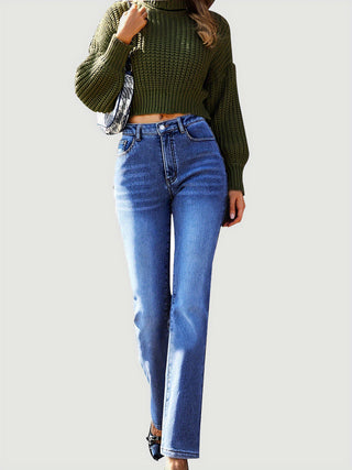 Shop Straight Leg Jeans with Pockets - High-Quality U.S. Made Women’s Fashion with Free & Fast Shipping