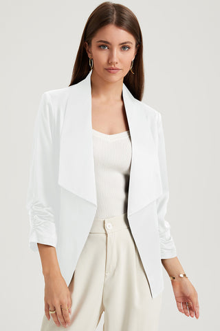 Shop Ruched Open Front Blazer - High-Quality U.S. Made Women’s Fashion with Free & Fast Shipping