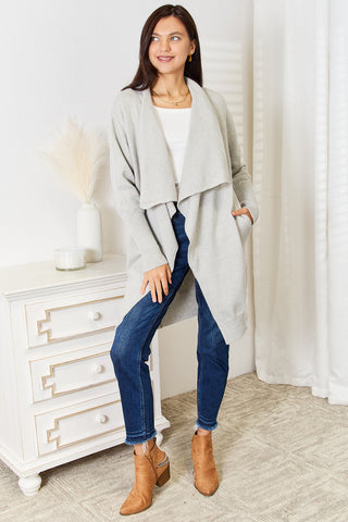 Shop Open Front Duster Cardigan with Pockets - High-Quality U.S. Made Women’s Fashion with Free & Fast Shipping