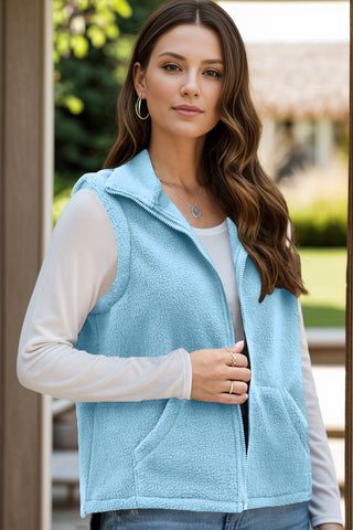 Shop Zip Up Vest Coat with Pockets - High-Quality U.S. Made Women’s Fashion with Free Fast Shipping