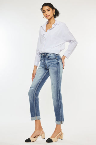 Shop Kancan High Rise Cuffed Straight Jeans - High-Quality U.S. Made Women’s Fashion with Free & Fast Shipping