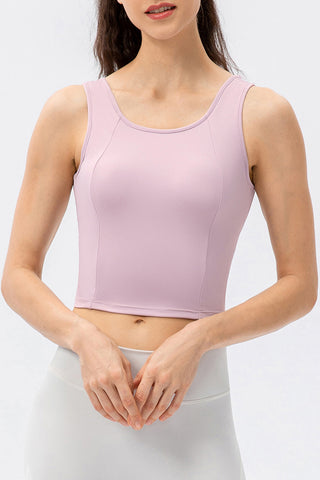 Shop Lilac Round Neck Wide Strap Active Tank - High-Quality U.S. Made Women’s Fashion with Free & Fast Shipping