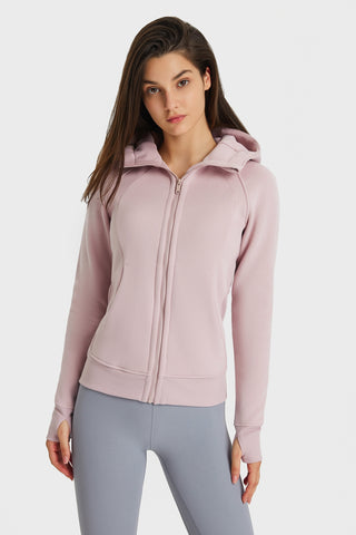 Shop Light Pink Millennia Zip Up Seam Detail Hooded Sports Jacket - High-Quality U.S. Made Women’s Fashion with Free & Fast Shipping